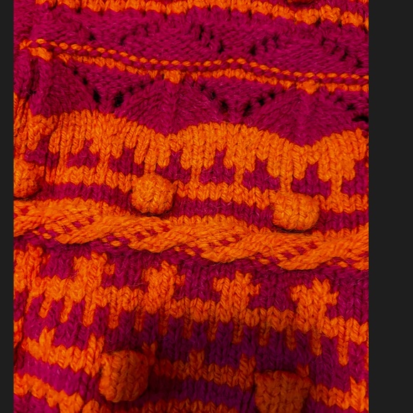 Zara hot pink and orange pompom knit jacquard cardigan NWT - Picture 4 of 10